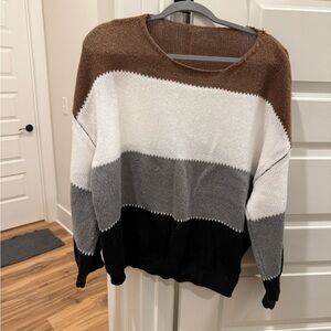 SHEIN Multicolor Striped Crew Neck Sweater